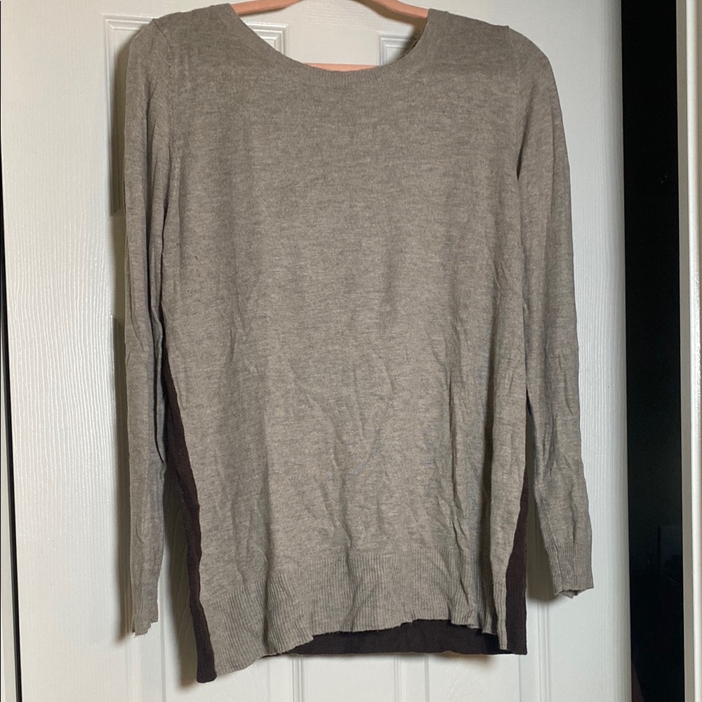 Tan and Brown Long Sleeve Sweater